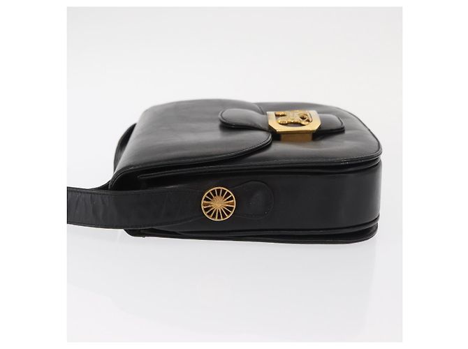 Borsa a spalla CÉLINE Carrozza in pelle nera e oro Auth gh1357 Nero D'oro - vista 4
