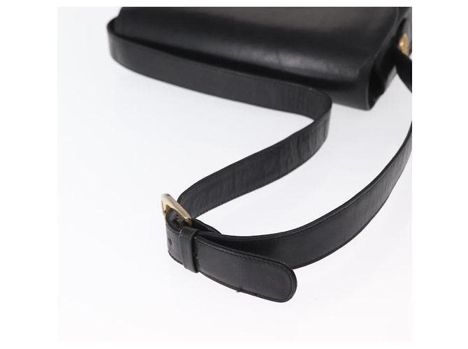 Borsa a spalla CÉLINE Carrozza in pelle nera e oro Auth gh1357 Nero D'oro - vista 7