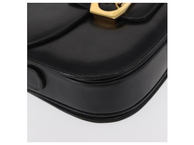 Borsa a spalla CÉLINE Carrozza in pelle nera e oro Auth gh1357 Nero D'oro - vista 9