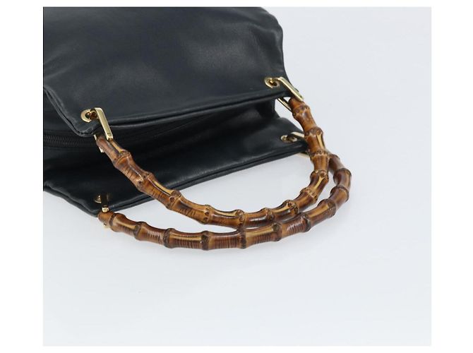 GUCCI Bamboo Hand Bag Leather Navy gold 000 3444 0575 Auth bs32136 Golden Navy blue - view 7