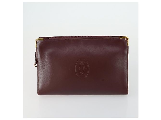 Cartier Borsa Clutch in Pelle 2 Pezzi Bordeaux Auth 156742 Bordò - vista 2