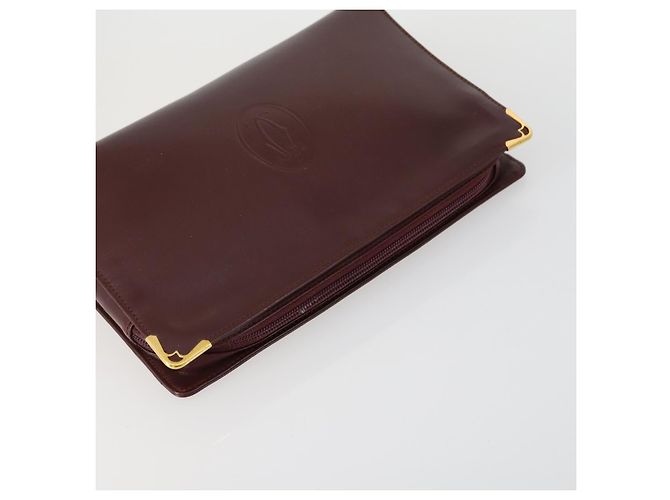 Cartier Borsa Clutch in Pelle 2 Pezzi Bordeaux Auth 156742 Bordò - vista 5