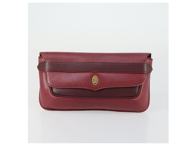 Cartier Borsa Clutch in Pelle 2 Pezzi Bordeaux Auth 156742 Bordò - vista 9