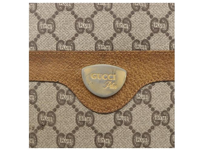 Borsa tote in PVC beige e oro della linea Sherry GG Plus Supreme di GUCCI Auth 158364 D'oro - vista 14