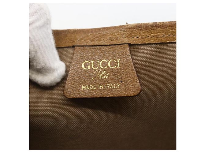 Borsa tote in PVC beige e oro della linea Sherry GG Plus Supreme di GUCCI Auth 158364 D'oro - vista 15