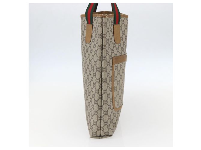 Borsa tote in PVC beige e oro della linea Sherry GG Plus Supreme di GUCCI Auth 158364 D'oro - vista 4