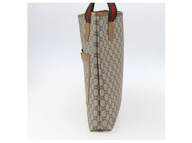 Borsa tote in PVC beige e oro della linea Sherry GG Plus Supreme di GUCCI Auth 158364 D'oro - vista 5