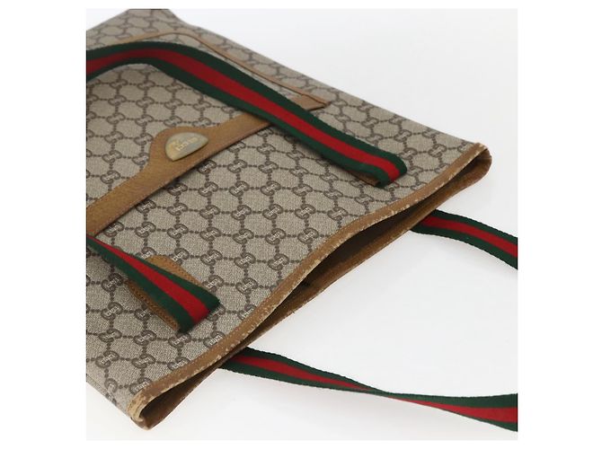 Borsa tote in PVC beige e oro della linea Sherry GG Plus Supreme di GUCCI Auth 158364 D'oro - vista 6
