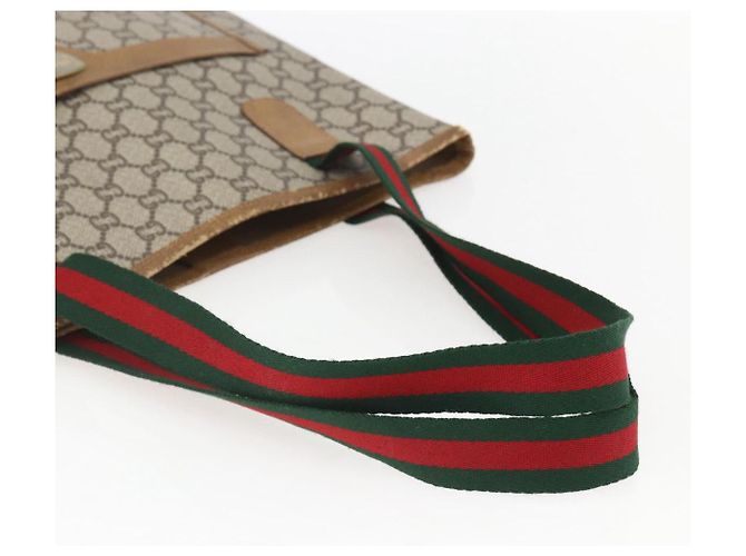 Borsa tote in PVC beige e oro della linea Sherry GG Plus Supreme di GUCCI Auth 158364 D'oro - vista 7