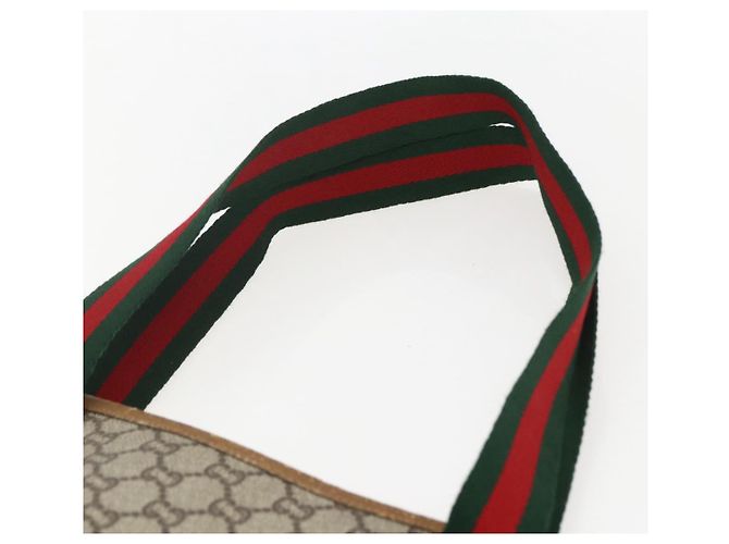 Borsa tote in PVC beige e oro della linea Sherry GG Plus Supreme di GUCCI Auth 158364 D'oro - vista 8