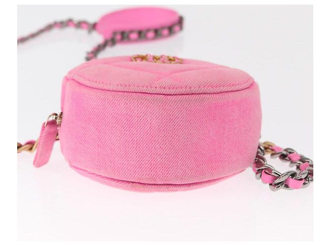 CHANEL Borsa a Spalla Matelassé in Tela Rosa Oro CC Auth bs32090 D'oro - vista 11
