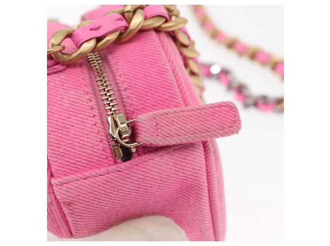 CHANEL Borsa a Spalla Matelassé in Tela Rosa Oro CC Auth bs32090 D'oro - vista 16