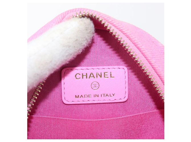 CHANEL Borsa a Spalla Matelassé in Tela Rosa Oro CC Auth bs32090 D'oro - vista 17
