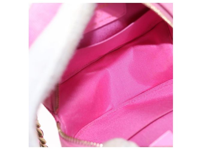 CHANEL Borsa a Spalla Matelassé in Tela Rosa Oro CC Auth bs32090 D'oro - vista 18