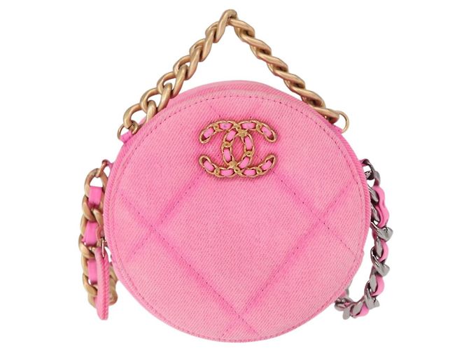 CHANEL Borsa a Spalla Matelassé in Tela Rosa Oro CC Auth bs32090 D'oro - vista 2