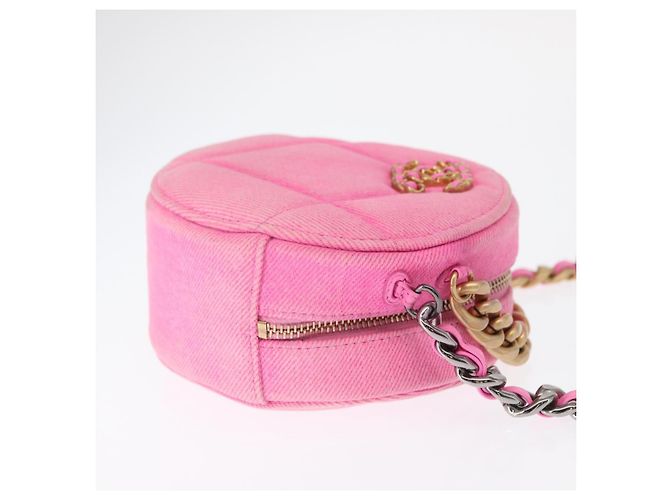 CHANEL Borsa a Spalla Matelassé in Tela Rosa Oro CC Auth bs32090 D'oro - vista 4