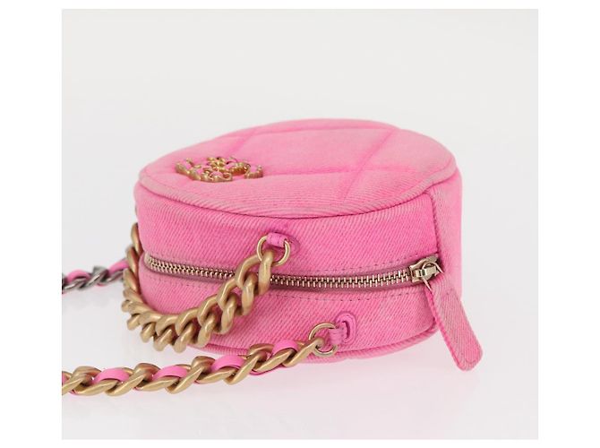 CHANEL Borsa a Spalla Matelassé in Tela Rosa Oro CC Auth bs32090 D'oro - vista 5