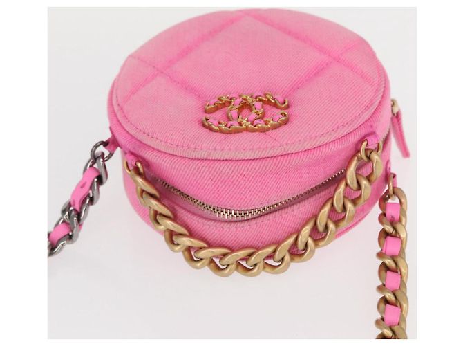 CHANEL Borsa a Spalla Matelassé in Tela Rosa Oro CC Auth bs32090 D'oro - vista 6