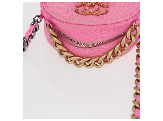 CHANEL Borsa a Spalla Matelassé in Tela Rosa Oro CC Auth bs32090 D'oro - vista 7