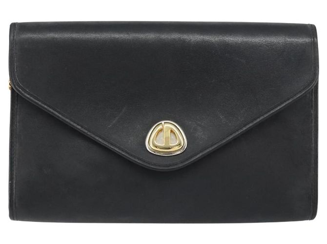 Borsa a spalla con catena Christian Dior in pelle nera e oro Auth bs31815 Nero D'oro - vista 2