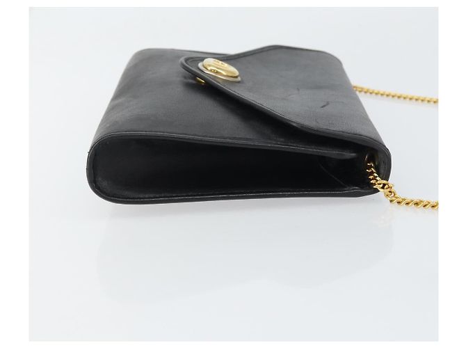 Borsa a spalla con catena Christian Dior in pelle nera e oro Auth bs31815 Nero D'oro - vista 4