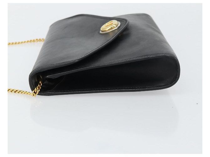 Borsa a spalla con catena Christian Dior in pelle nera e oro Auth bs31815 Nero D'oro - vista 5