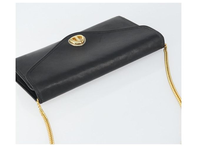 Borsa a spalla con catena Christian Dior in pelle nera e oro Auth bs31815 Nero D'oro - vista 6