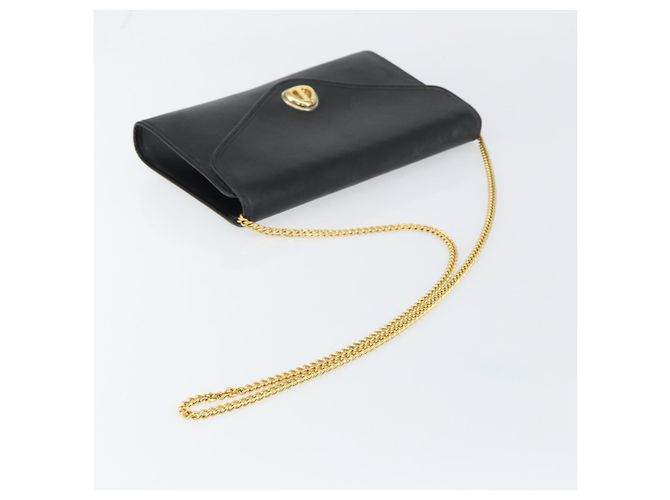 Borsa a spalla con catena Christian Dior in pelle nera e oro Auth bs31815 Nero D'oro - vista 7