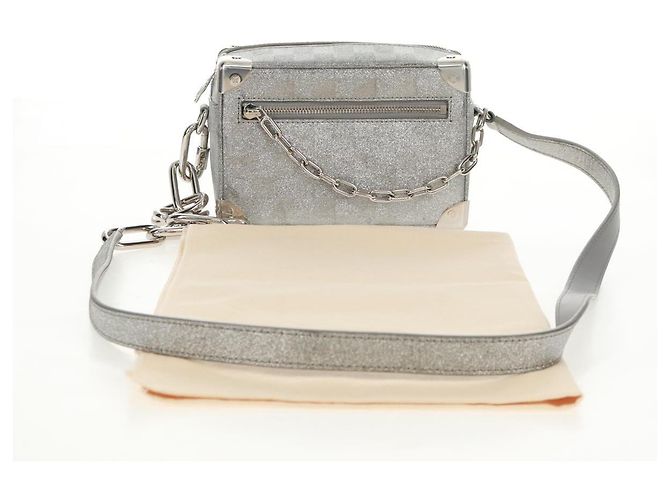 LOUIS VUITTON Mini Borsa Trunk Morbida Glitter Damier Argento M59726 LV Auth 158954SAM - vista 12