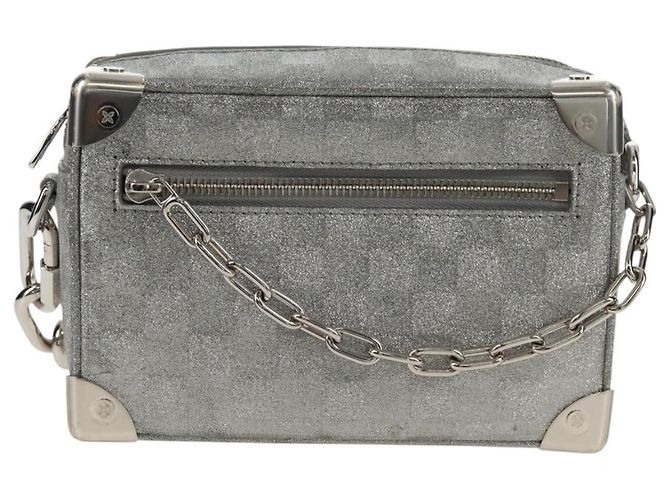 LOUIS VUITTON Mini Borsa Trunk Morbida Glitter Damier Argento M59726 LV Auth 158954SAM - vista 13