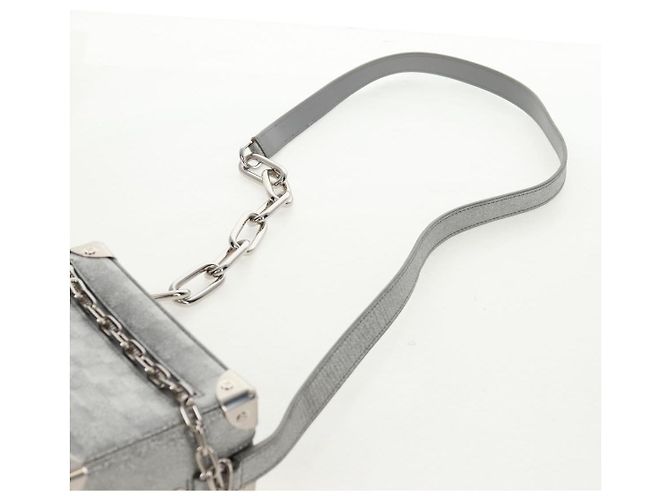 LOUIS VUITTON Mini Borsa Trunk Morbida Glitter Damier Argento M59726 LV Auth 158954SAM - vista 14
