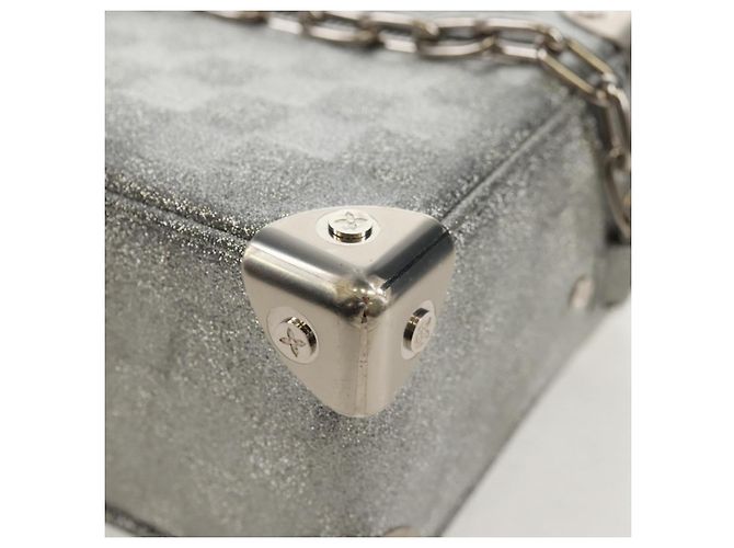 LOUIS VUITTON Mini Borsa Trunk Morbida Glitter Damier Argento M59726 LV Auth 158954SAM - vista 16