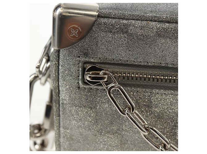 LOUIS VUITTON Mini Borsa Trunk Morbida Glitter Damier Argento M59726 LV Auth 158954SAM - vista 19
