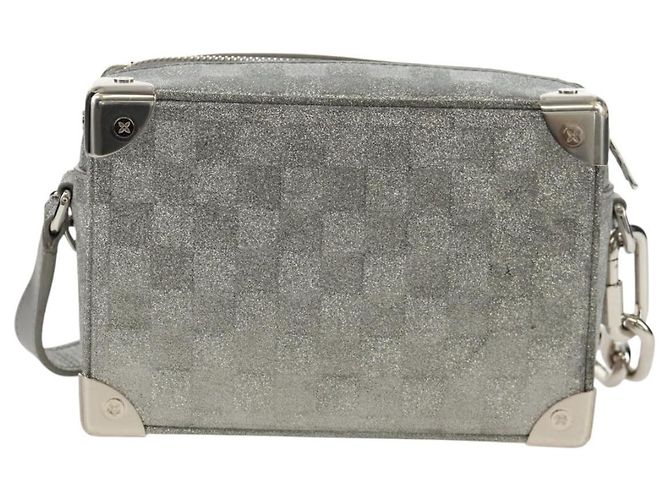 LOUIS VUITTON Mini Borsa Trunk Morbida Glitter Damier Argento M59726 LV Auth 158954SAM - vista 2