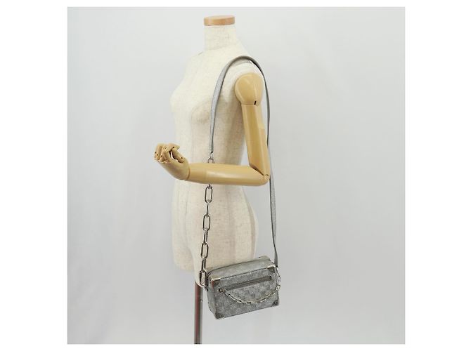 LOUIS VUITTON Mini Borsa Trunk Morbida Glitter Damier Argento M59726 LV Auth 158954SAM - vista 25