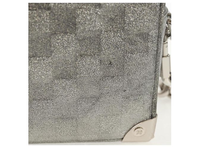 LOUIS VUITTON Mini Borsa Trunk Morbida Glitter Damier Argento M59726 LV Auth 158954SAM - vista 3