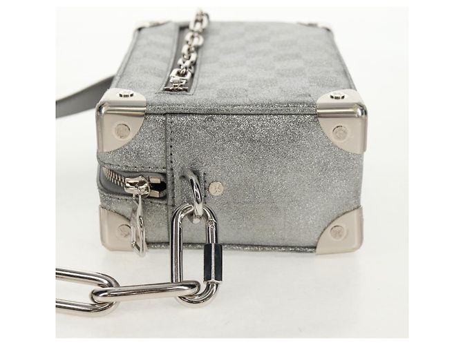 LOUIS VUITTON Mini Borsa Trunk Morbida Glitter Damier Argento M59726 LV Auth 158954SAM - vista 4