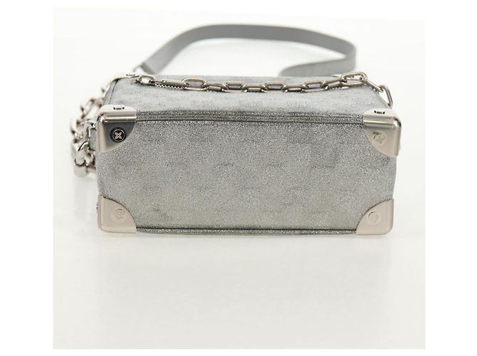 LOUIS VUITTON Mini Borsa Trunk Morbida Glitter Damier Argento M59726 LV Auth 158954SAM - vista 6