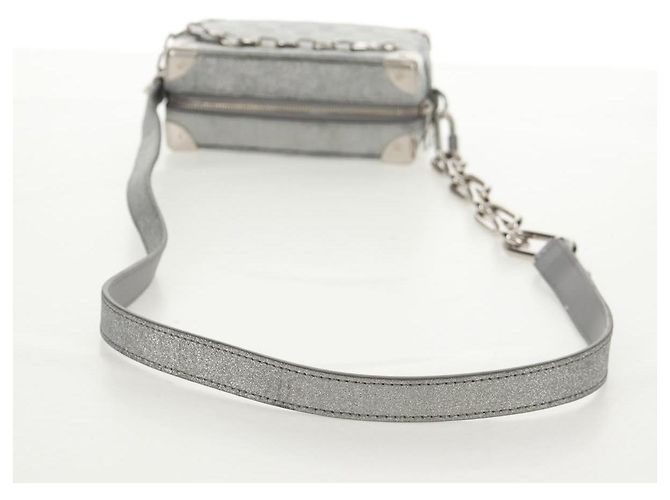 LOUIS VUITTON Mini Borsa Trunk Morbida Glitter Damier Argento M59726 LV Auth 158954SAM - vista 8