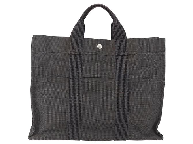 Hermès HERMES Handtasche Her LineMM aus Canvas Grau Silber Authentisch 157426 Braun - Ansicht 2