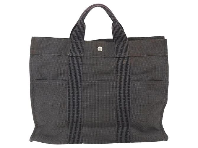 Hermès HERMES Handtasche Her LineMM aus Canvas Grau Silber Authentisch 157426 Braun - Ansicht 3