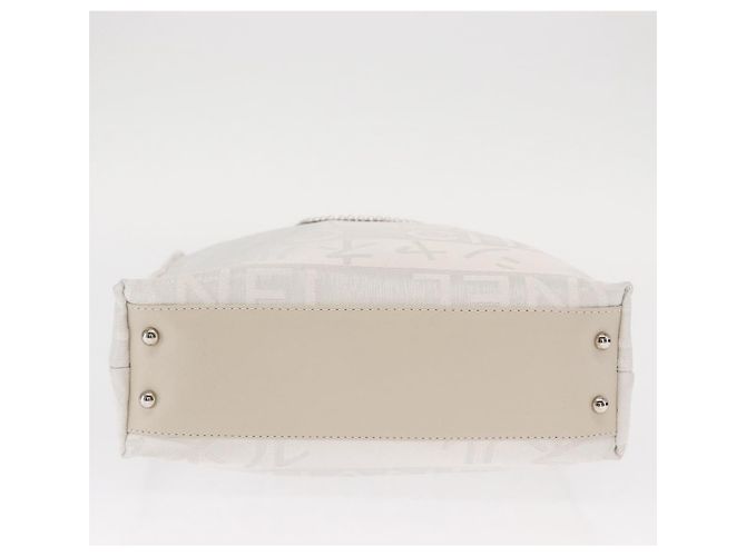 Borsa a Spalla con Catena CHANEL Nylon Bianco Argento CC Auth 159317SAM - vista 10