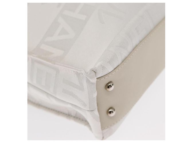 Borsa a Spalla con Catena CHANEL Nylon Bianco Argento CC Auth 159317SAM - vista 11