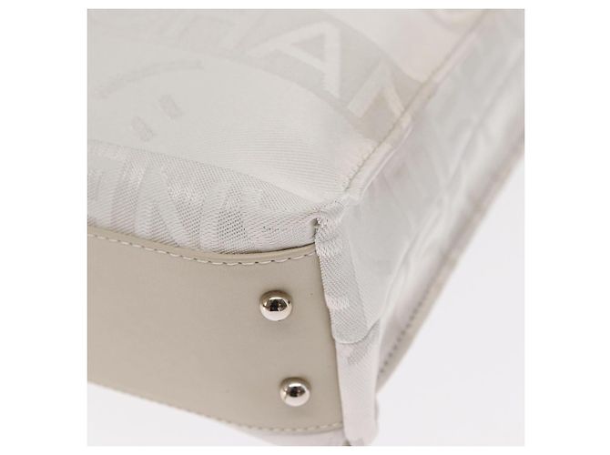 Borsa a Spalla con Catena CHANEL Nylon Bianco Argento CC Auth 159317SAM - vista 12