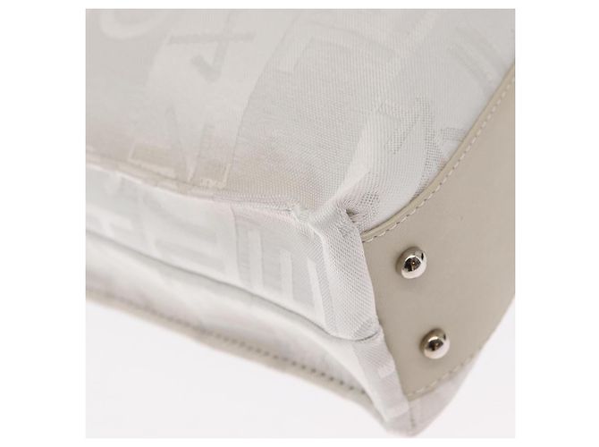Borsa a Spalla con Catena CHANEL Nylon Bianco Argento CC Auth 159317SAM - vista 13