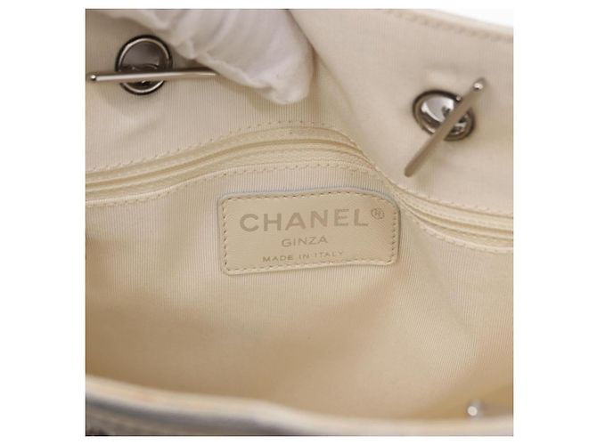 Borsa a Spalla con Catena CHANEL Nylon Bianco Argento CC Auth 159317SAM - vista 16