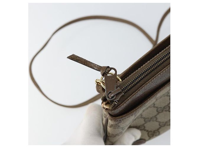 Borsa Gucci GG Supreme Web Sherry Line in PVC beige e oro 904 02 026 Auth ka1036 D'oro - vista 15