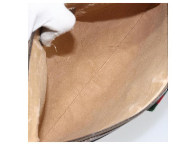 Borsa Gucci GG Supreme Web Sherry Line in PVC beige e oro 904 02 026 Auth ka1036 D'oro - vista 17
