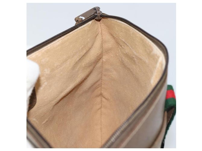 Borsa Gucci GG Supreme Web Sherry Line in PVC beige e oro 904 02 026 Auth ka1036 D'oro - vista 18