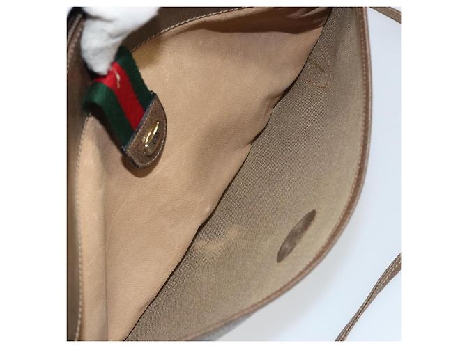 Borsa Gucci GG Supreme Web Sherry Line in PVC beige e oro 904 02 026 Auth ka1036 D'oro - vista 20